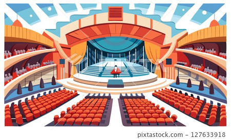 The expansive concert hall creates a sense of anticipation and excitement for the performance. 127633918