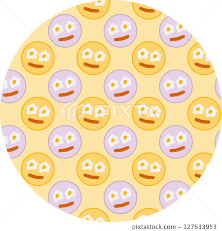 Handdrawn Grilled sausage and Fried Eggs Seamless Pattern on Circle Backdrop Morning Motivation Fond Handdrawn Grilled sausage and Fried Eggs Seamless Pattern on Circle Backdrop Morning Motivation Fond 127633953