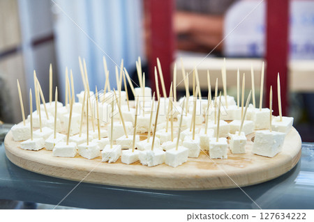 Cheese pieces for sampling Cheese pieces for sampling 127634222