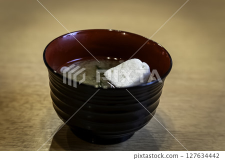 Miso soup at a sushi restaurant Miso soup at a sushi restaurant 127634442