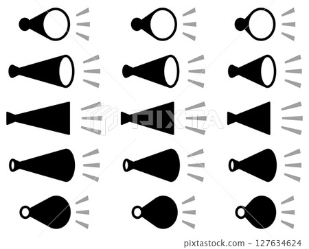 Vector illustration set of various megaphone, loudspeaker icons 127634624