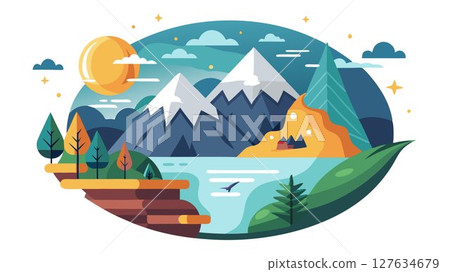 The image evokes feelings of freedom, adventure, and the simple beauty of nature. 127634679