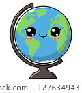 Adorable cartoon globe illustration world map with kawaii face vector 127634943