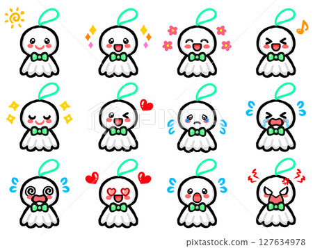 Doodle style Teru Teru Bouzu illustration material set 127634978