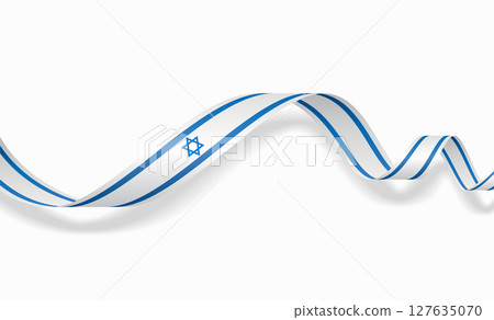 Israeli flag wavy abstract background. Vector illustration. 127635070