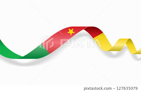 Cameroon flag wavy abstract background. Vector illustration. Cameroon flag wavy abstract background. Vector illustration. 127635079