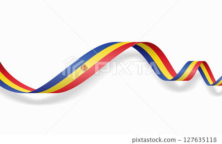 Andorran flag wavy abstract background. Vector illustration. 127635118