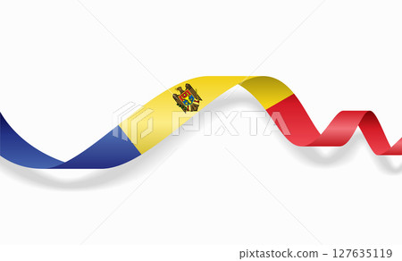 Moldovan flag wavy abstract background. Vector illustration. 127635119