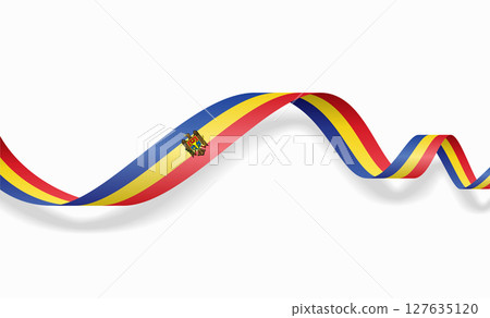 Moldovan flag wavy abstract background. Vector illustration. 127635120