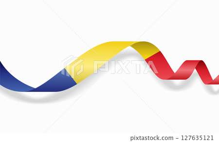 Romanian flag wavy abstract background. Vector illustration. 127635121