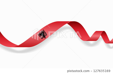 Albanian flag wavy abstract background. Vector illustration. Albanian flag wavy abstract background. Vector illustration. 127635169