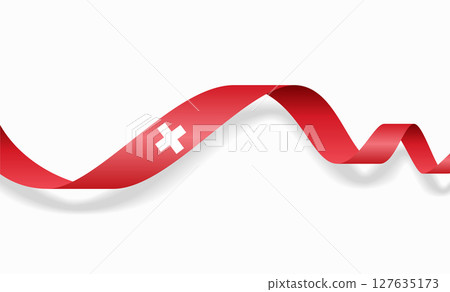 Swiss flag wavy abstract background. Vector illustration. 127635173