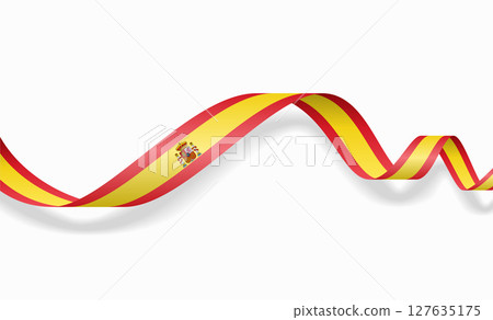 Spanish flag wavy abstract background. Vector illustration. 127635175