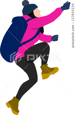 一位婦女爬山的插圖 127635229