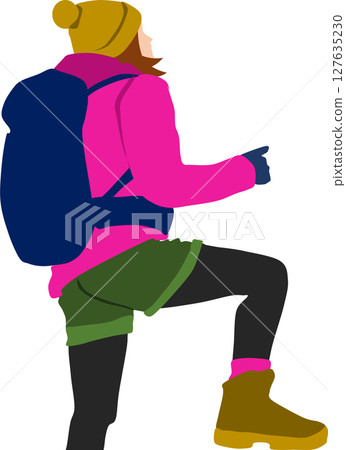 Illustration of a woman climbing a mountain 127635230