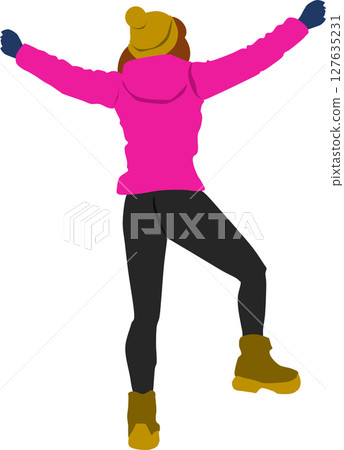 一位婦女爬山的插圖 127635231