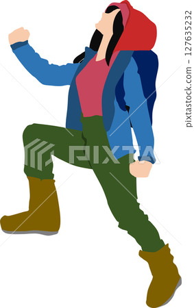 一位婦女爬山的插圖 127635232