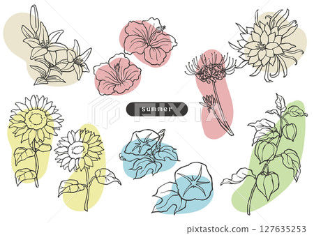 夏季花卉簡單粗暴插畫 夏季花卉簡單粗暴插畫 127635253