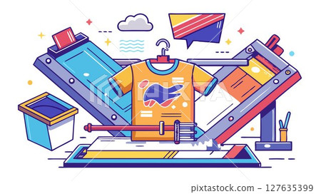 This video provides a close-up look at the meticulous process of silk screen printing, demonstrating the skill and precision required to create a high-quality t-shirt design. 127635399