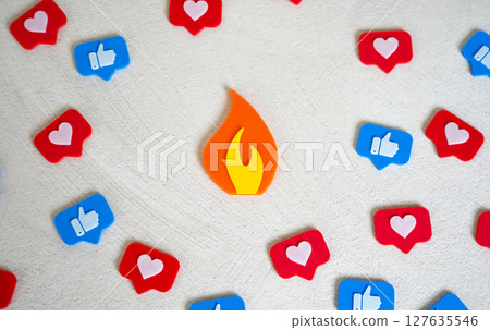 Flame figurine trending among social media likes. Viral event, memes and news. 127635546