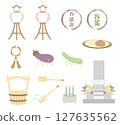 Simple illustration set for Obon festival 127635562