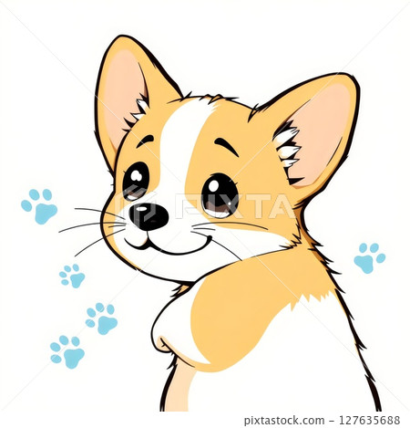 Corgi's smiling face (AI generated) 127635688