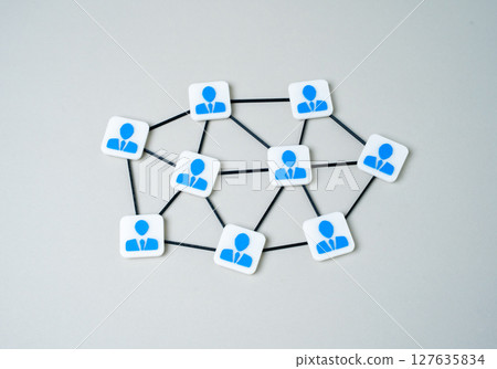 Corporate work network and communication between its participants. Business relations, distribution Corporate work network and communication between its participants. Business relations, distribution 127635834