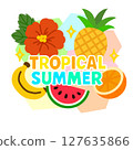 Fruit and hibiscus tropical summer logo (borderless) 127635866