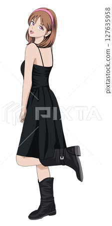 A woman in a black dress A woman in a black dress 127635958