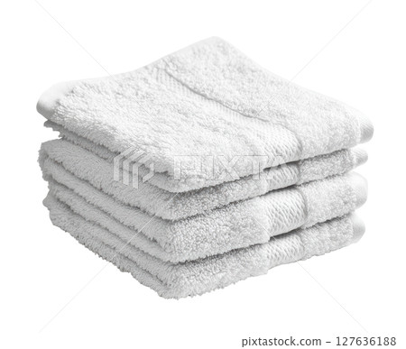 White towel transparent PNG clipart isolated on white background. 127636188