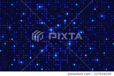 Abstract digital technology background with glowing blue pixel squares. Futuristic tech pattern. Data flow, science or cyber mosaic design. Vector Illustration Abstract digital technology background with glowing blue pixel squares. Futuristic tech pattern. Data flow, science or cyber mosaic design. Vector Illustration 127636200