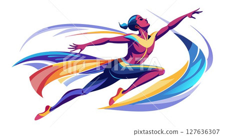 The image portrays a dancer in motion, highlighting the fluidity, precision, and expressive power of their movements, creating a visually appealing and versatile image suitable for various applicatio 127636307