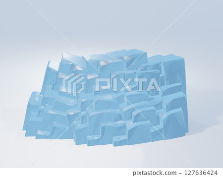 Icy blue glossy rough 3D rock face 127636424