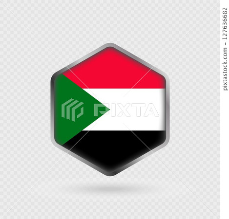 Sudan Flag Icon in Hexagon Shape. 127636682