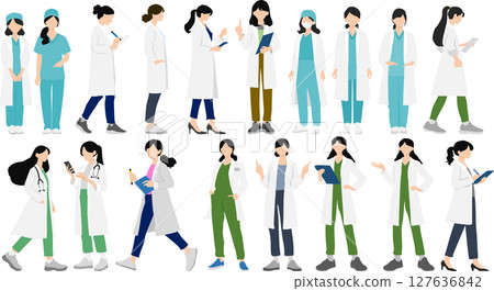 Doctor (pharmacist) illustration set Doctor (pharmacist) illustration set 127636842