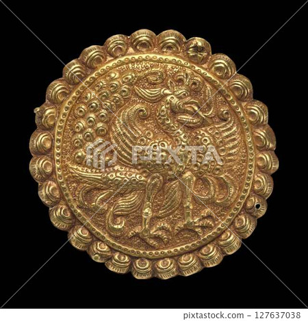 Ancient Chinese Gold Plaque Phoenix Motif Central Asian Historical Art Ancient Chinese Gold Plaque Phoenix Motif Central Asian Historical Art 127637038
