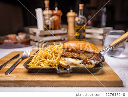 Delicious foie gras burger 127637248