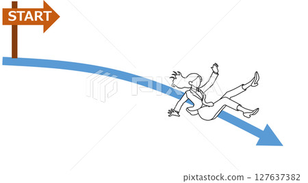 Illustration of a failing business woman 127637382