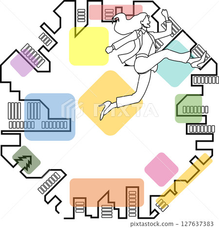Illustration of an office district 127637383