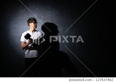 Men with dumbbells Men with dumbbells 127637462