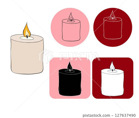 Candle logotype. Vector graphic line ink illustration. Silhouette sign for logo, print, comics, fashion, pop art, boards, design, stickers, decoration, posters Candle logotype. Vector graphic line ink illustration. Silhouette sign for logo, print, comics, fashion, pop art, boards, design, stickers, decoration, posters 127637490