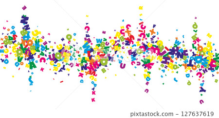 Scattered letters of latin alphabet. Colorful 127637619