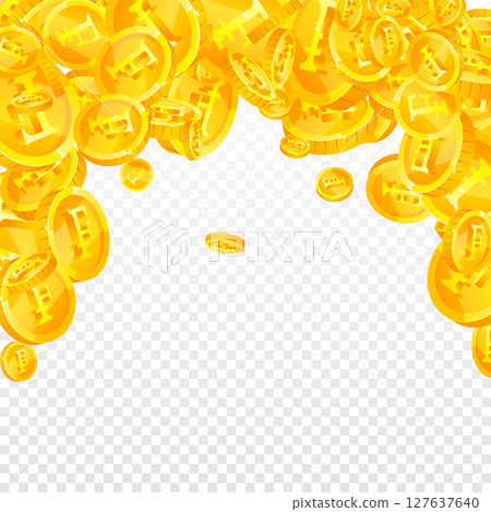 Swiss franc coins falling. Gold scattered CHF Swiss franc coins falling. Gold scattered CHF 127637640