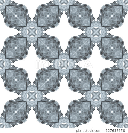 Hand drawn green mosaic seamless border. Black Hand drawn green mosaic seamless border. Black 127637658