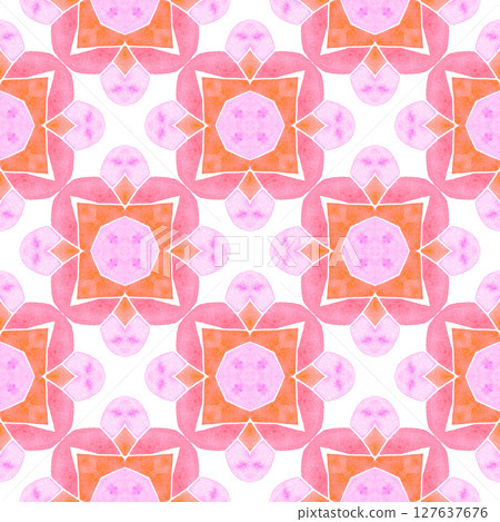 Hand drawn green mosaic seamless border. Orange Hand drawn green mosaic seamless border. Orange 127637676