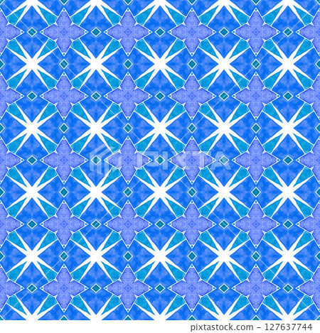 Ethnic hand painted pattern. Blue pretty boho Ethnic hand painted pattern. Blue pretty boho 127637744