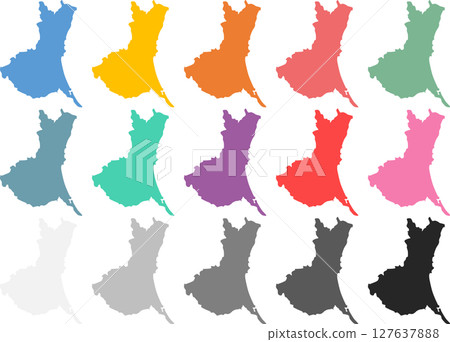 Graphic material illustration of the map of Japan (Ibaraki) set 127637888