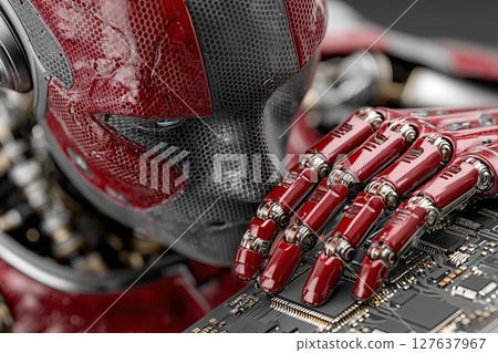 red android chip Ai artificial intelligence abstract concept illustration red android chip Ai artificial intelligence abstract concept illustration 127637967