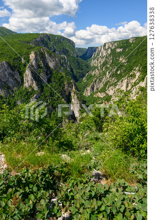 Landscape of of Lazar Canyon (Lazarev kanjon), the deepest and longest canyon in eastern Serbia, near the city of Bor 127638338