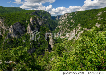 Landscape of of Lazar Canyon (Lazarev kanjon), the deepest and longest canyon in eastern Serbia, near the city of Bor 127638340